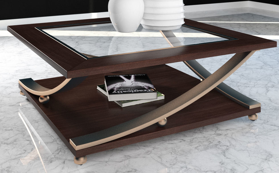 Table coffee with glass top 3D model_3