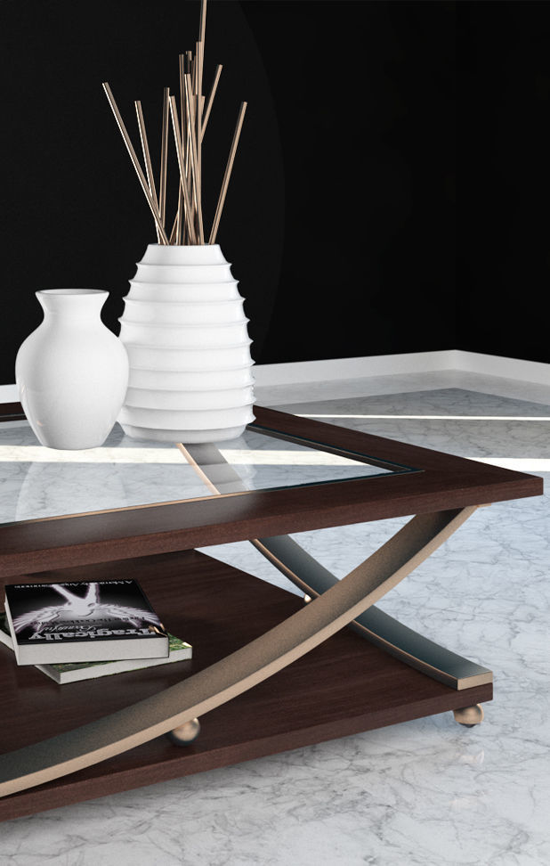 Table coffee with glass top 3D model_4