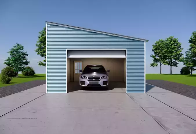 Metal Single Car Carport-Shed Roof Building