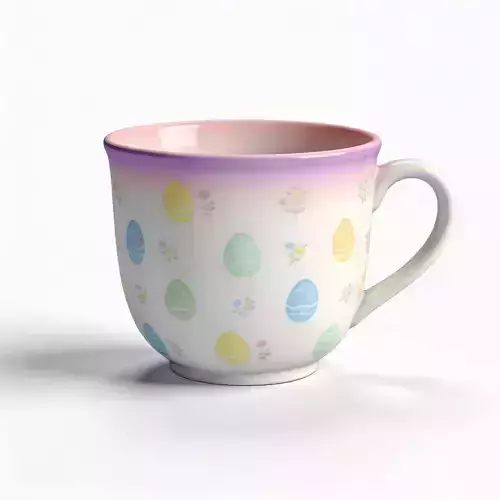 Pastel Floral Easter Ceramic Tea Cup 3D Model