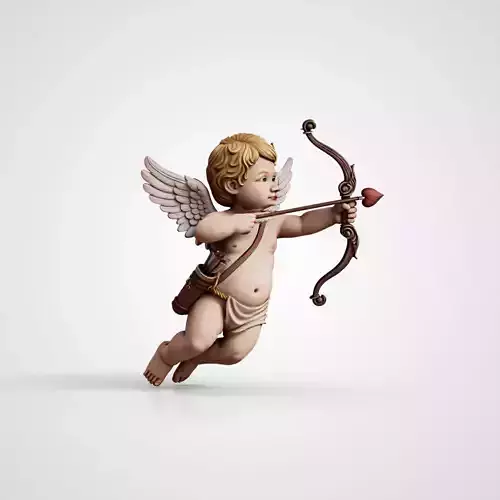 Cupid Angel Figurine with Bow and Heart Arrow