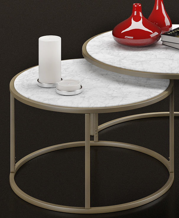 Table two coffee tables with vase on top 3D model_1