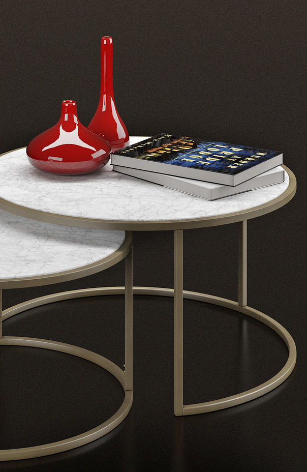 Table two coffee tables with vase on top 3D model_3