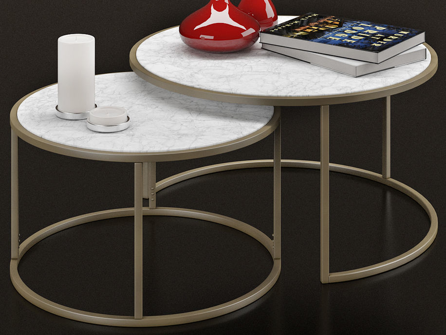 Table two coffee tables with vase on top 3D model_4