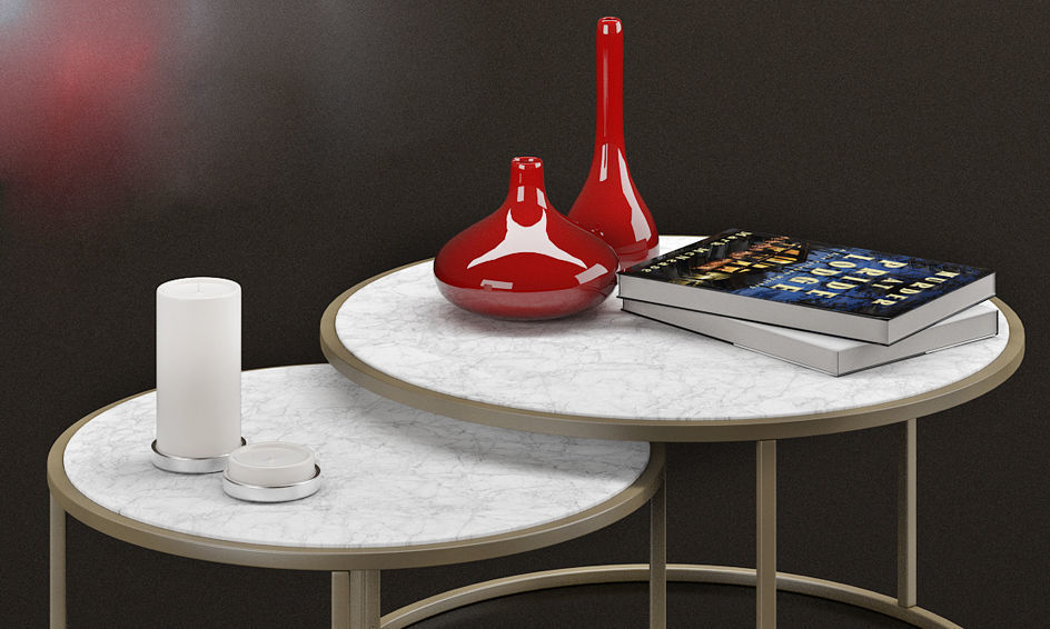 Table two coffee tables with vase on top 3D model_2