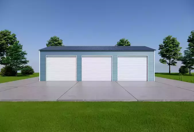 Modern Triple Garage-Metal Storage Building with 3 Roll-Up Doors