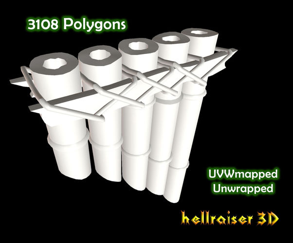 Pan Flute Low-poly 3D model
