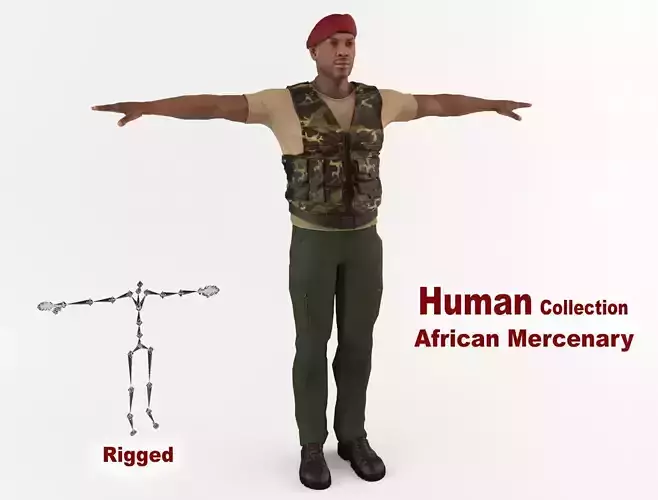 African Mercenary Low-poly 3D model