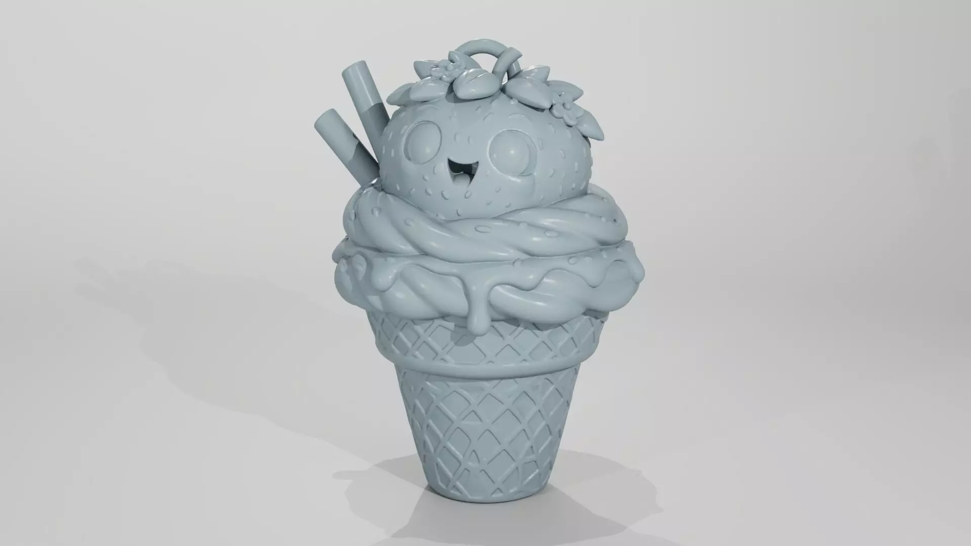 Cute Strawberry Ice Cream Keychain STL 3D print model