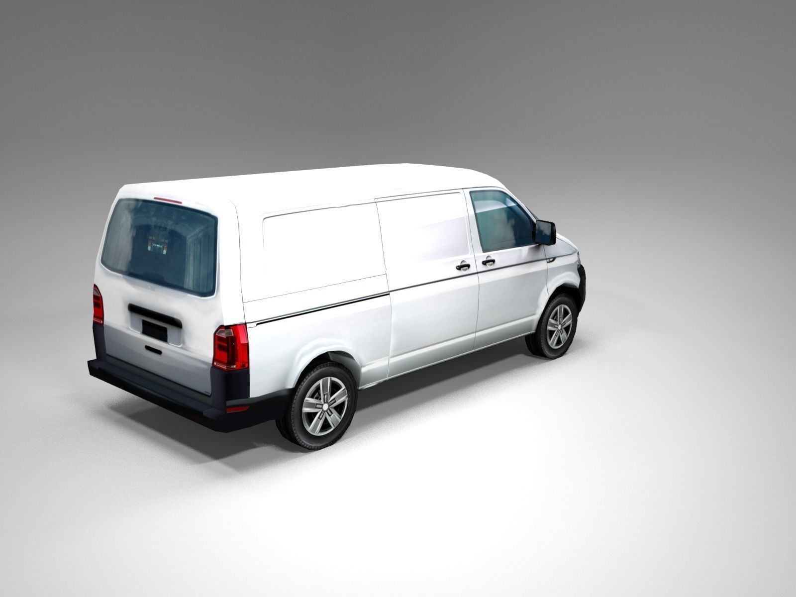 Transporter European  design panel van low poly Low-poly 3D model_5