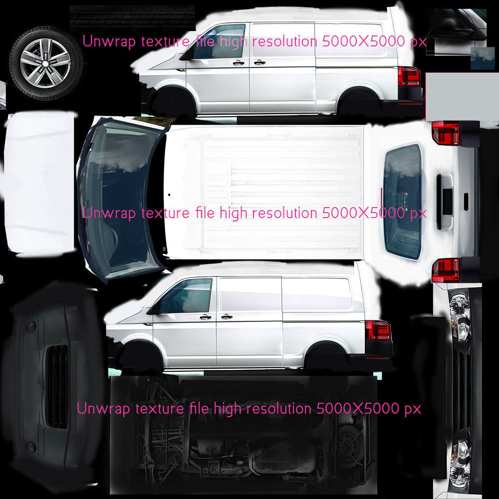 Transporter European  design panel van low poly Low-poly 3D model_9