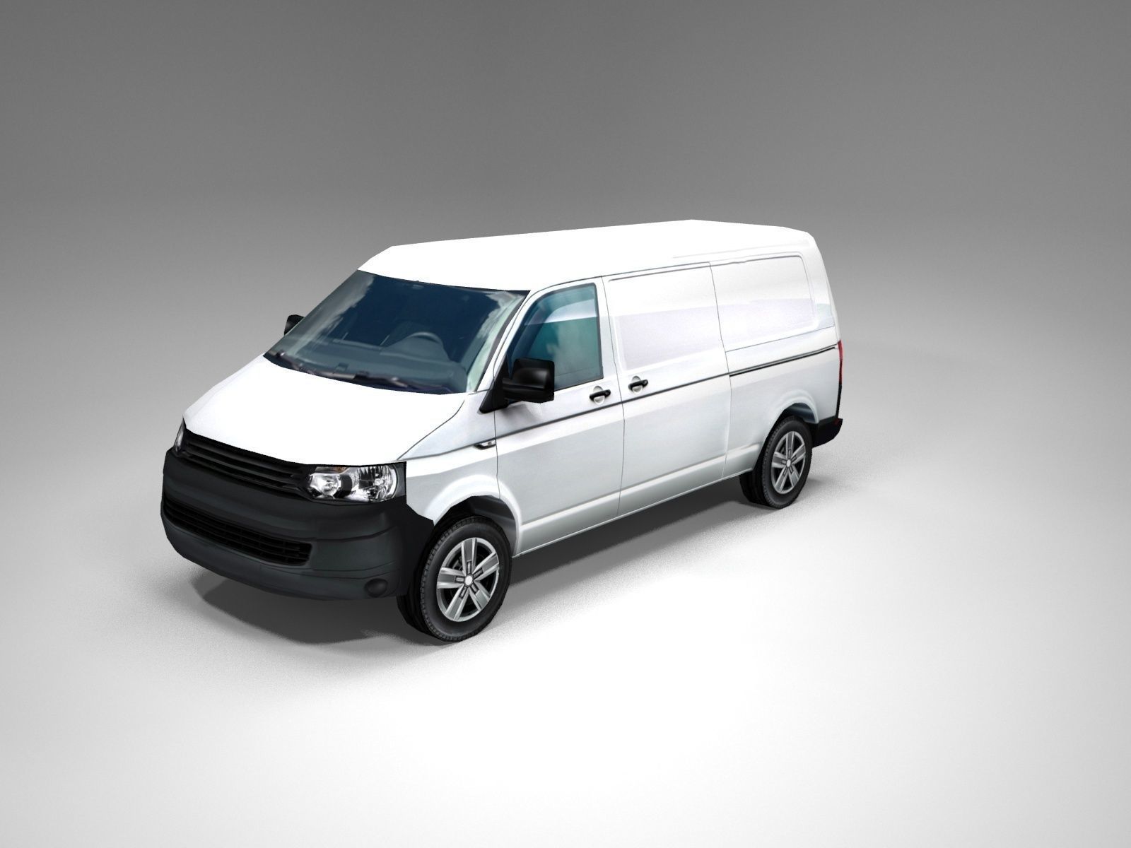 Transporter European  design panel van low poly Low-poly 3D model_2