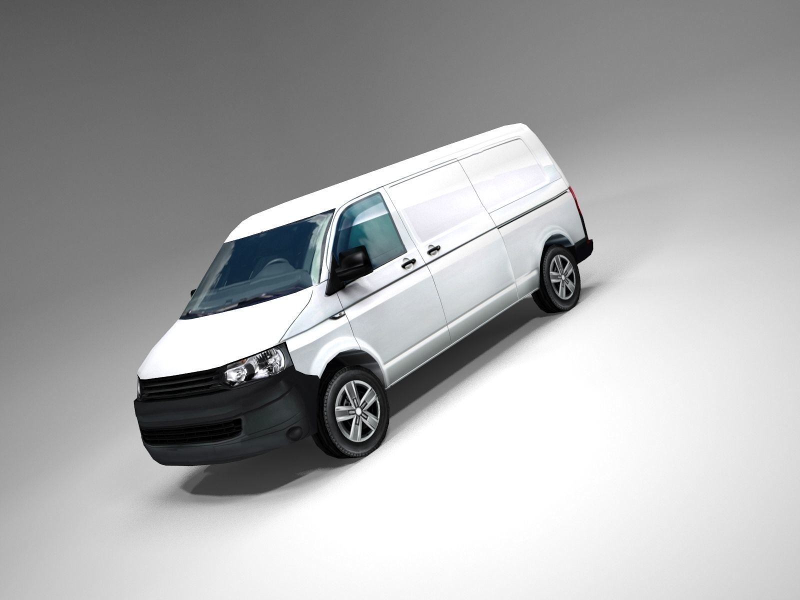 Transporter European  design panel van low poly Low-poly 3D model_1