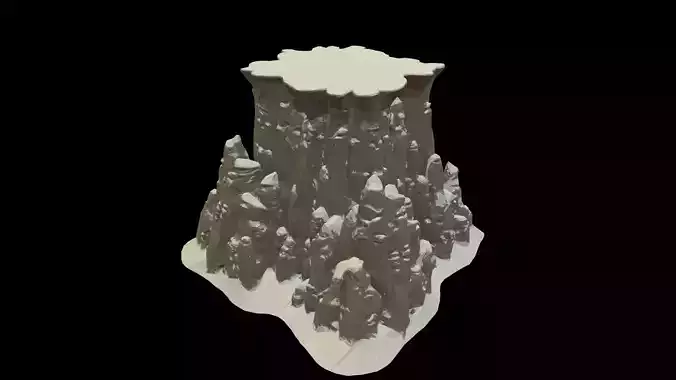 Low Poly Stylized Snow Plateau Mountain