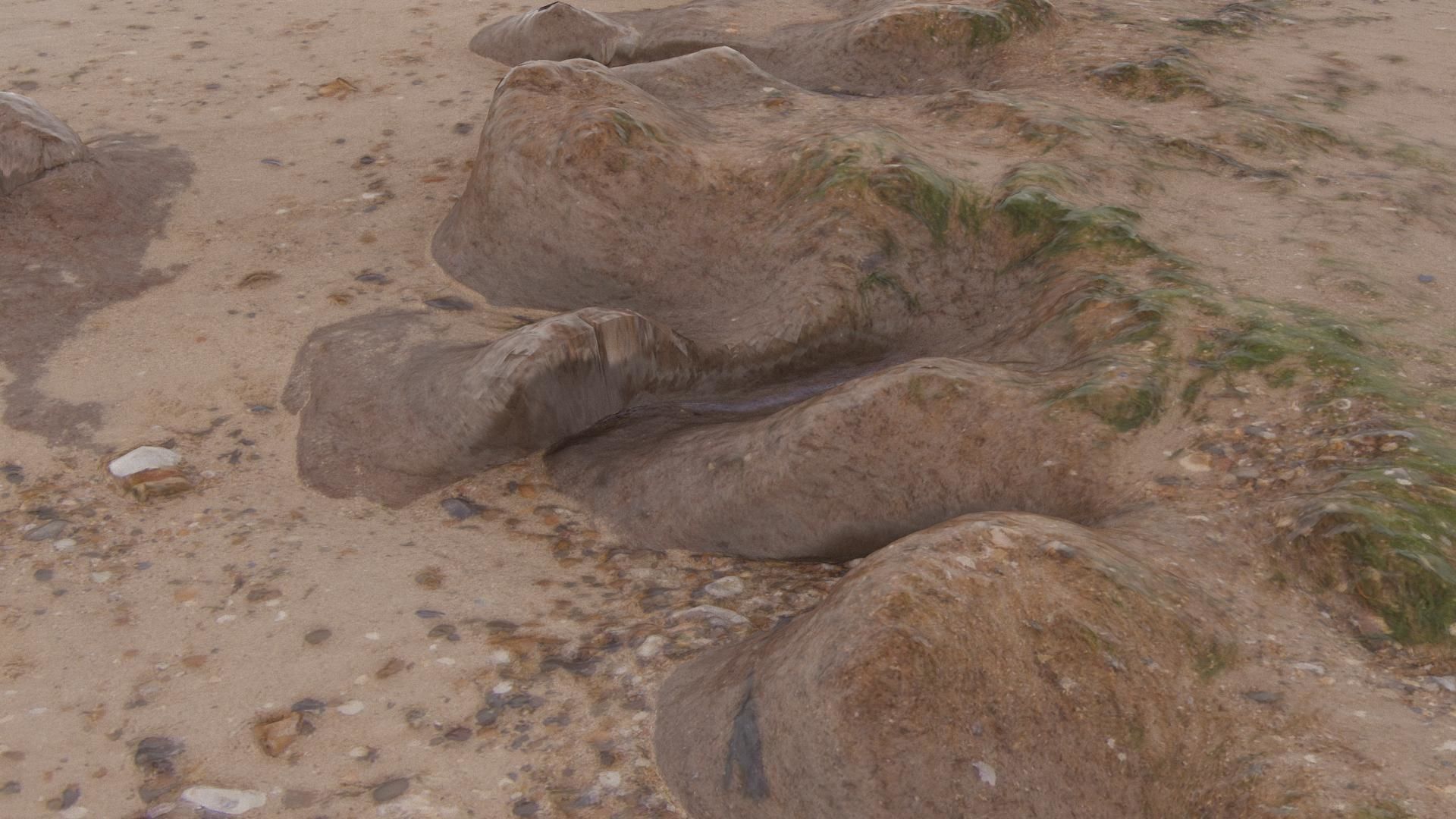 Beach Mud Ripple - High and Low Poly versions Low-poly 3D model_2