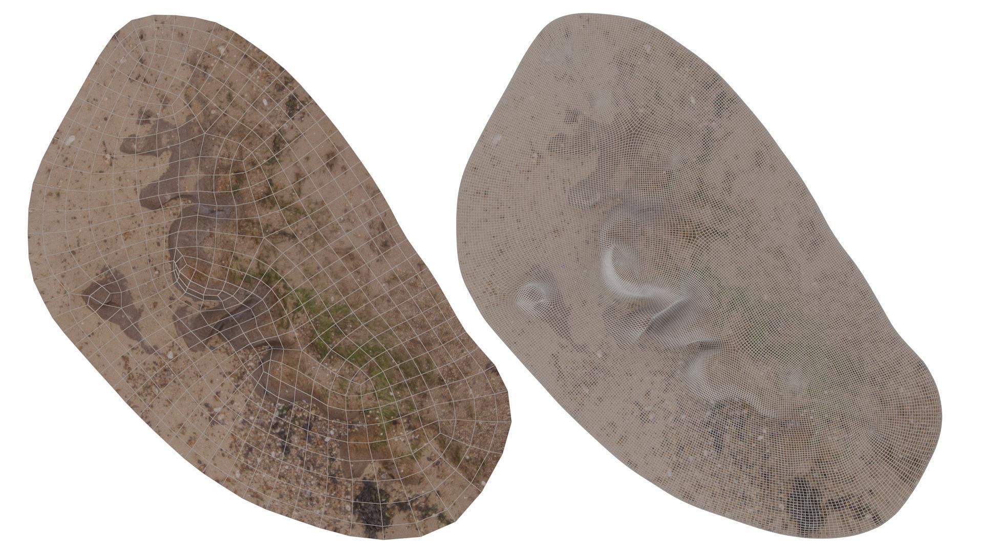 Beach Mud Ripple - High and Low Poly versions Low-poly 3D model_1