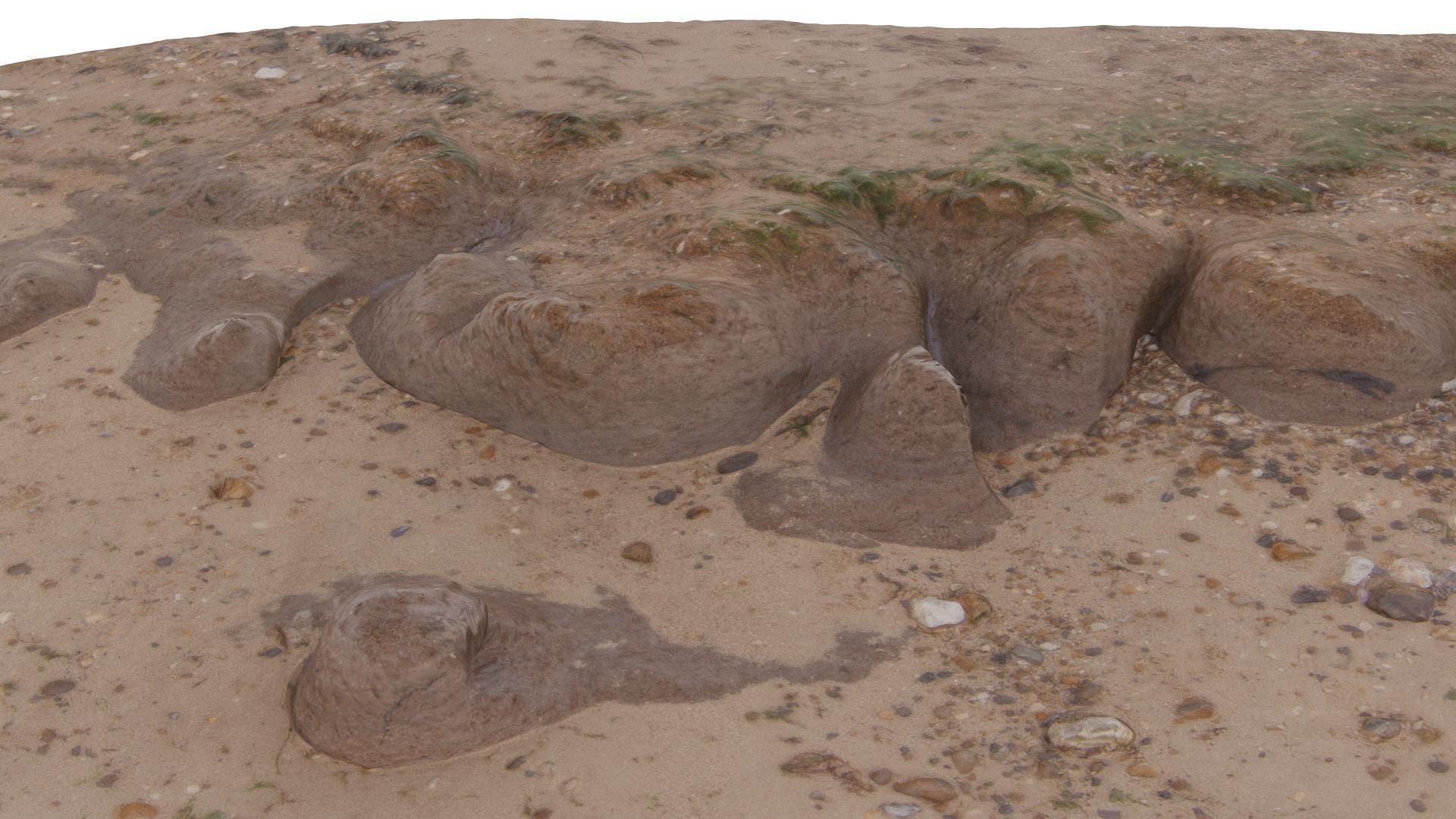 Beach Mud Ripple - High and Low Poly versions Low-poly 3D model_3