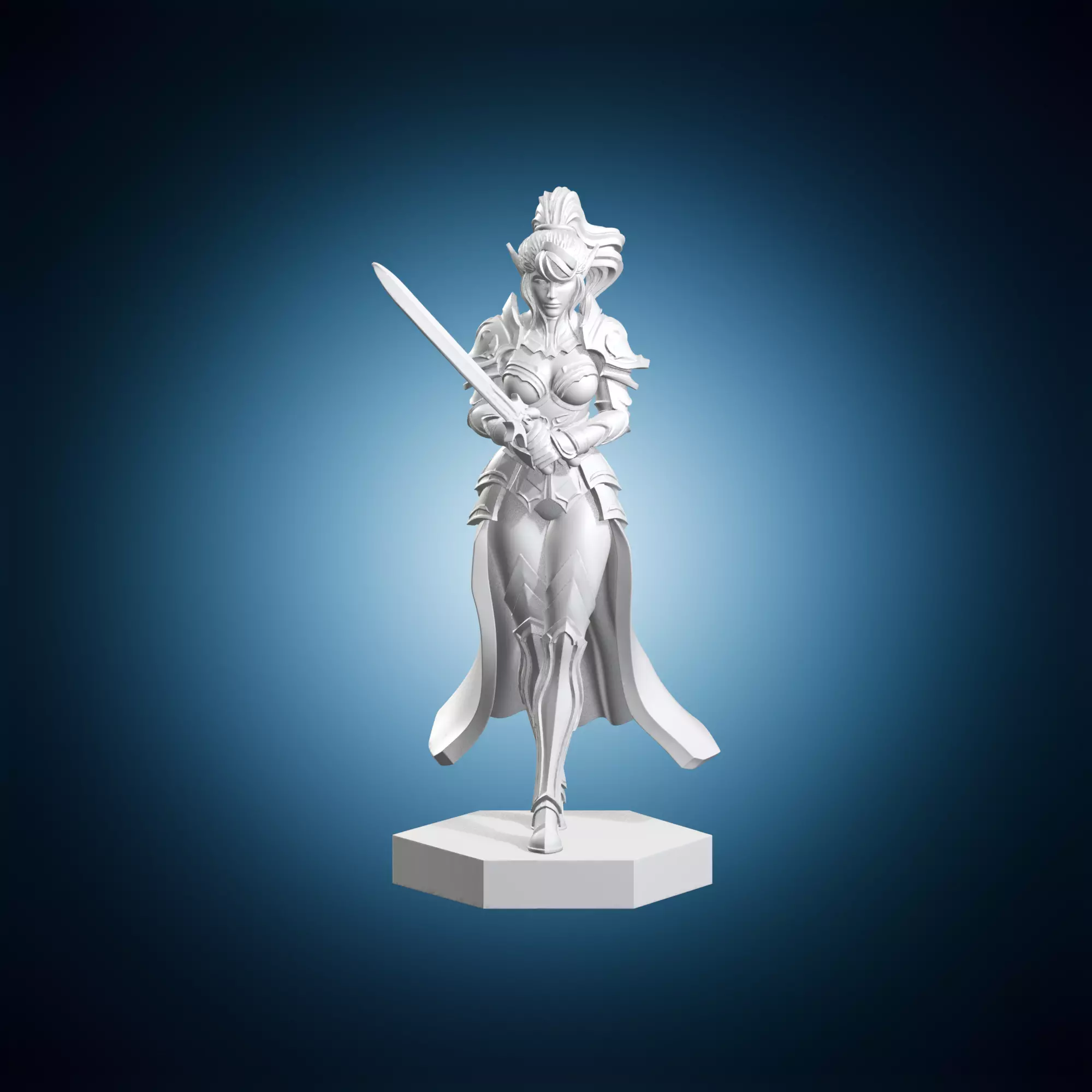 Lilith Female Elf Fighter Warrior Figure on Base 3D print model