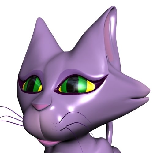 Lady Cat Cartoon Rigged Low-poly 3D model_3