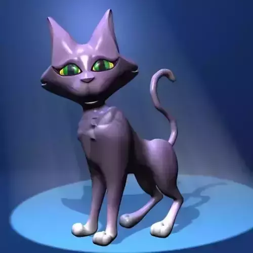 Lady Cat Cartoon Rigged
