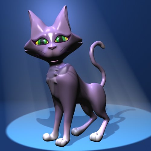 Lady Cat Cartoon Rigged Low-poly 3D model_1