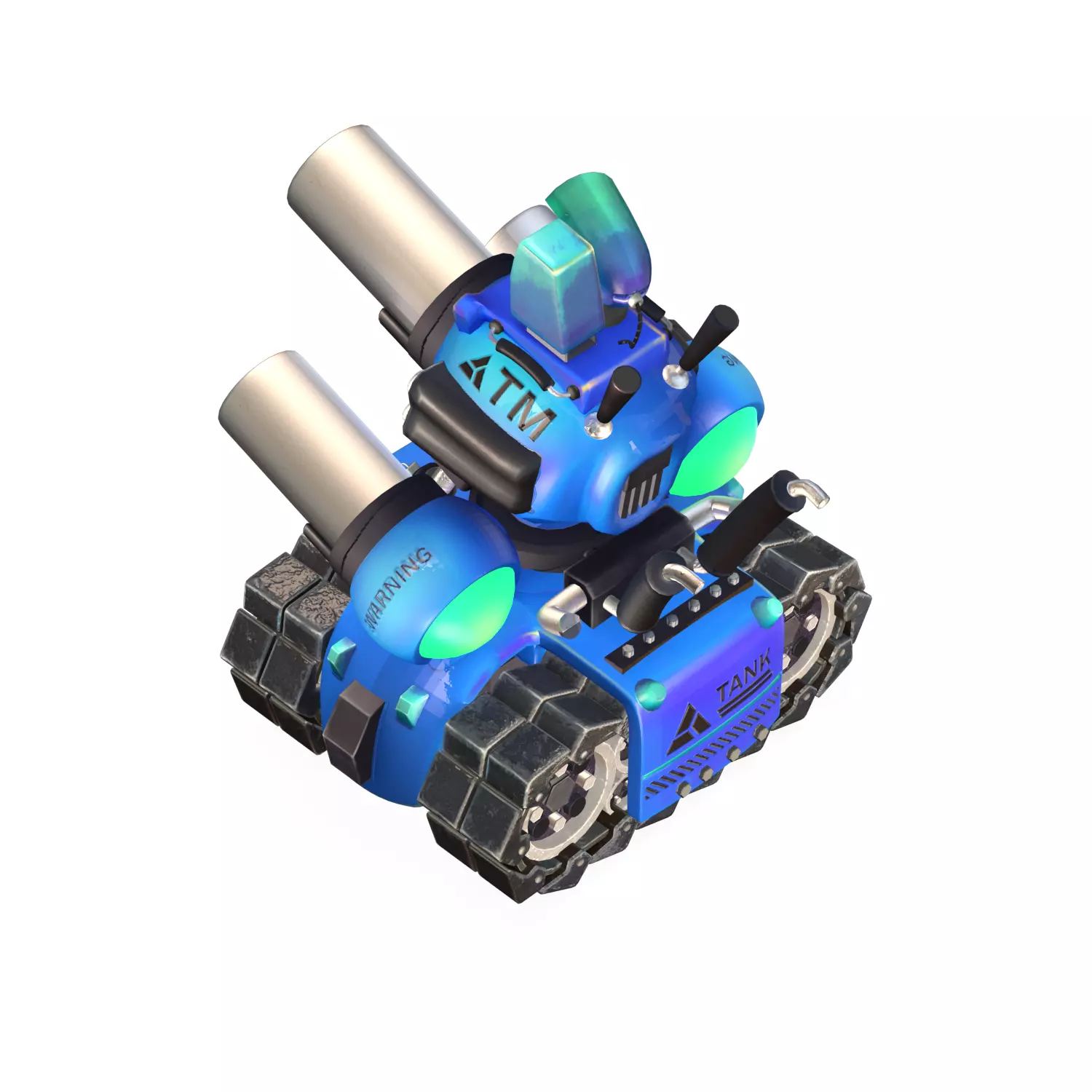 cartoon blue Advanced Tank Low-poly 3D model