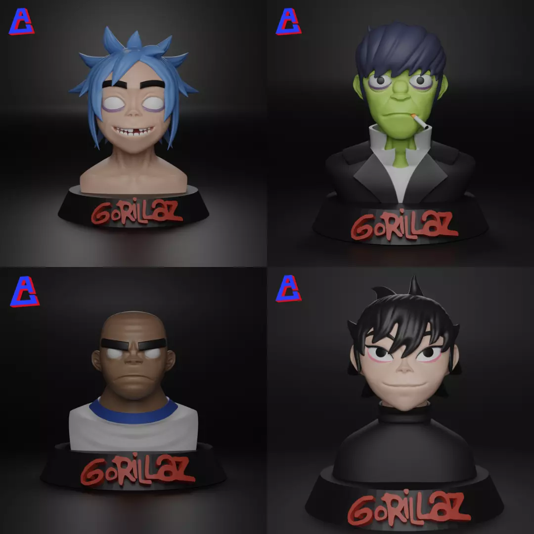 Gorillaz - Bust - 2D - Murdoc Niccals - Russel Hobbs - Noodle 3D print model