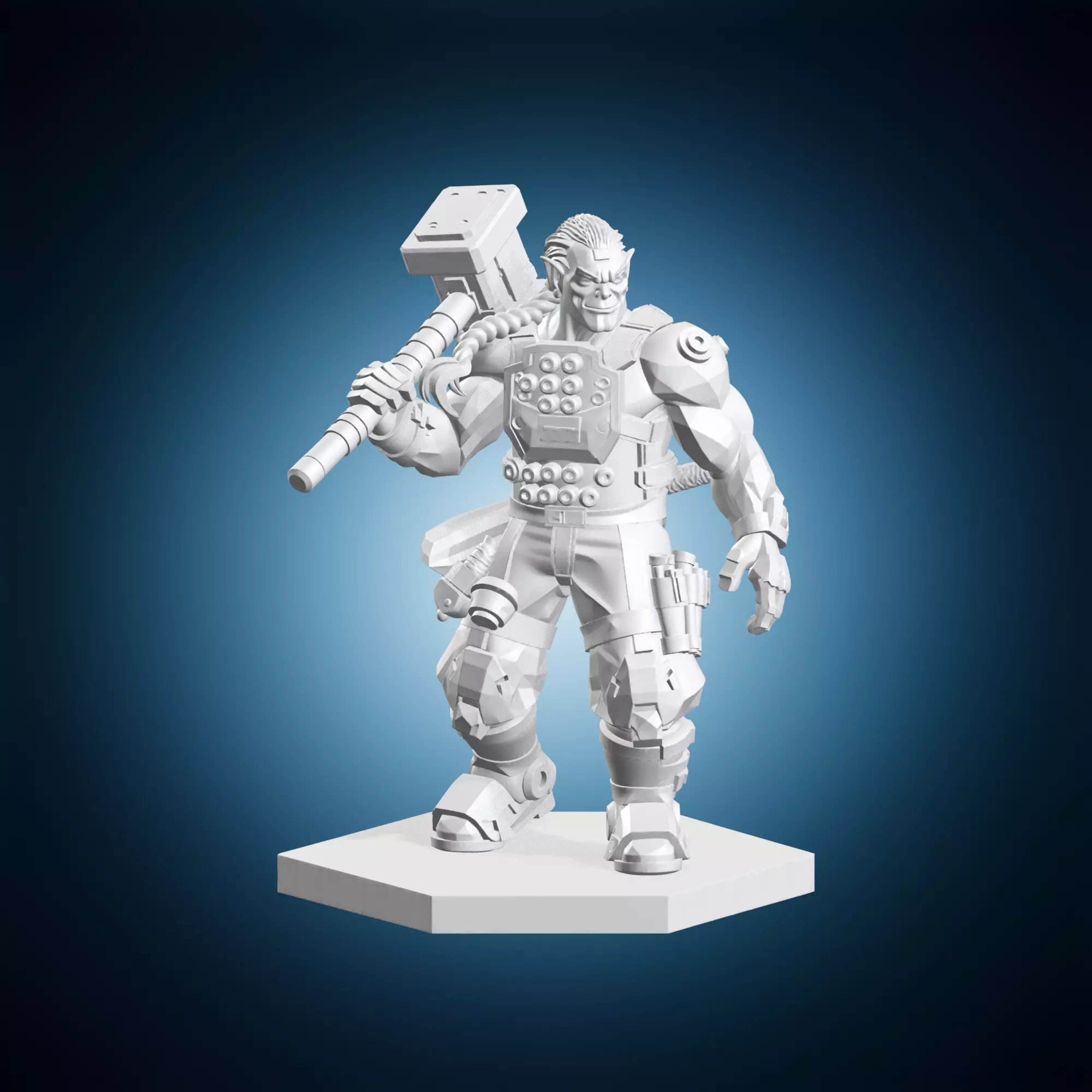 Sylvester Einzelkampfer Futuristic Mercenary With Hammer 3D print model
