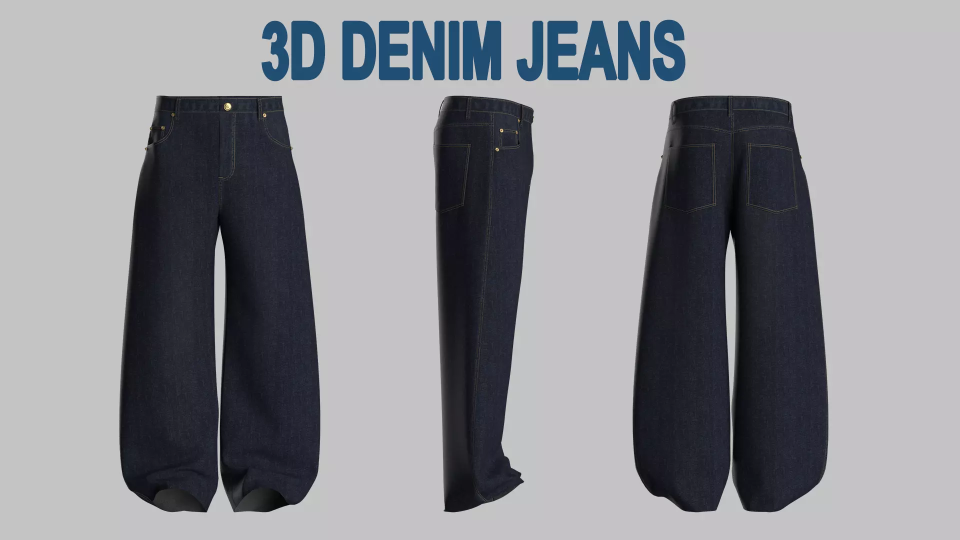 3D Denim Jeans Low-poly 3D model