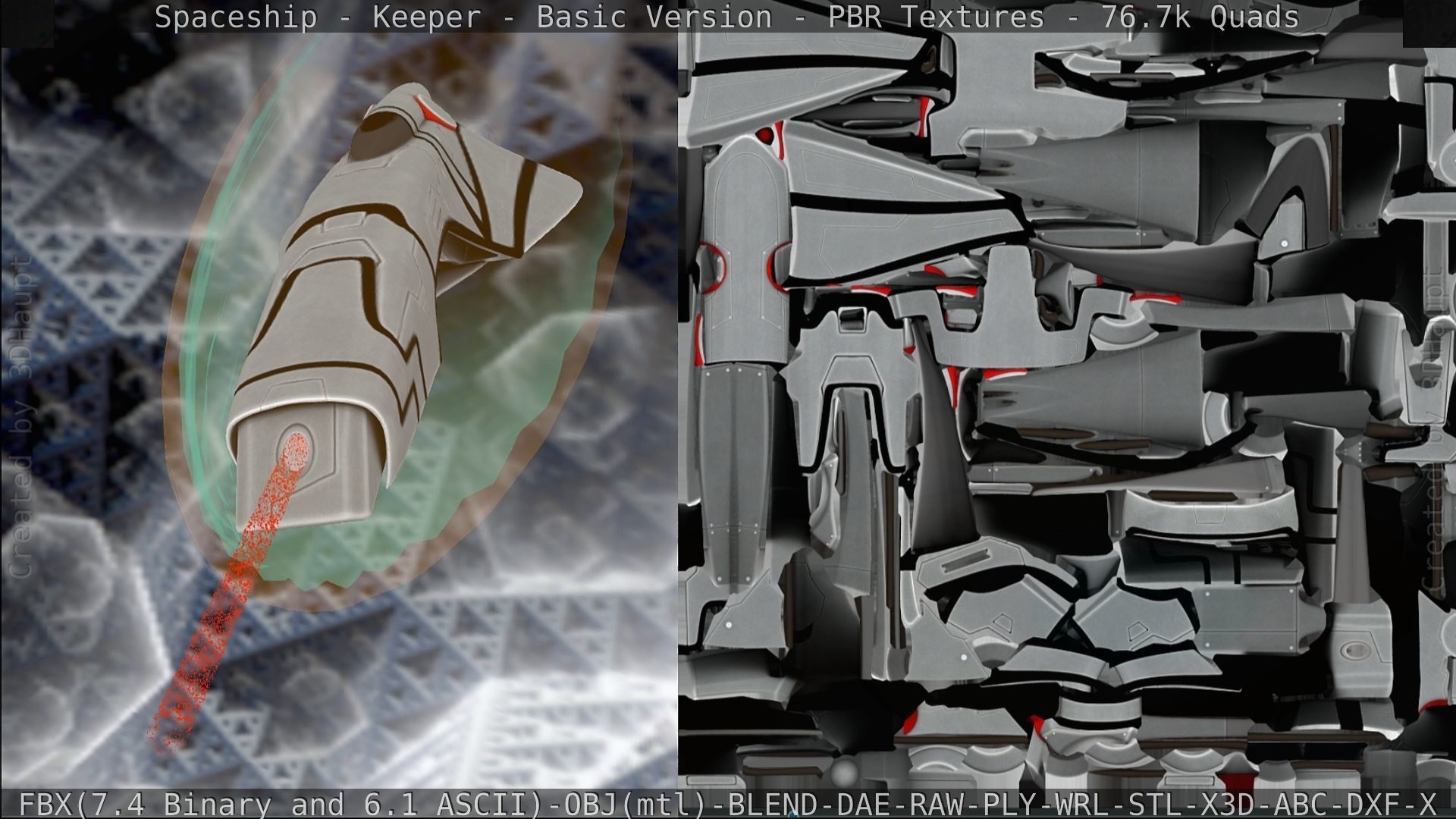Spaceship  - Keeper - Basic Version Low-poly 3D model_202