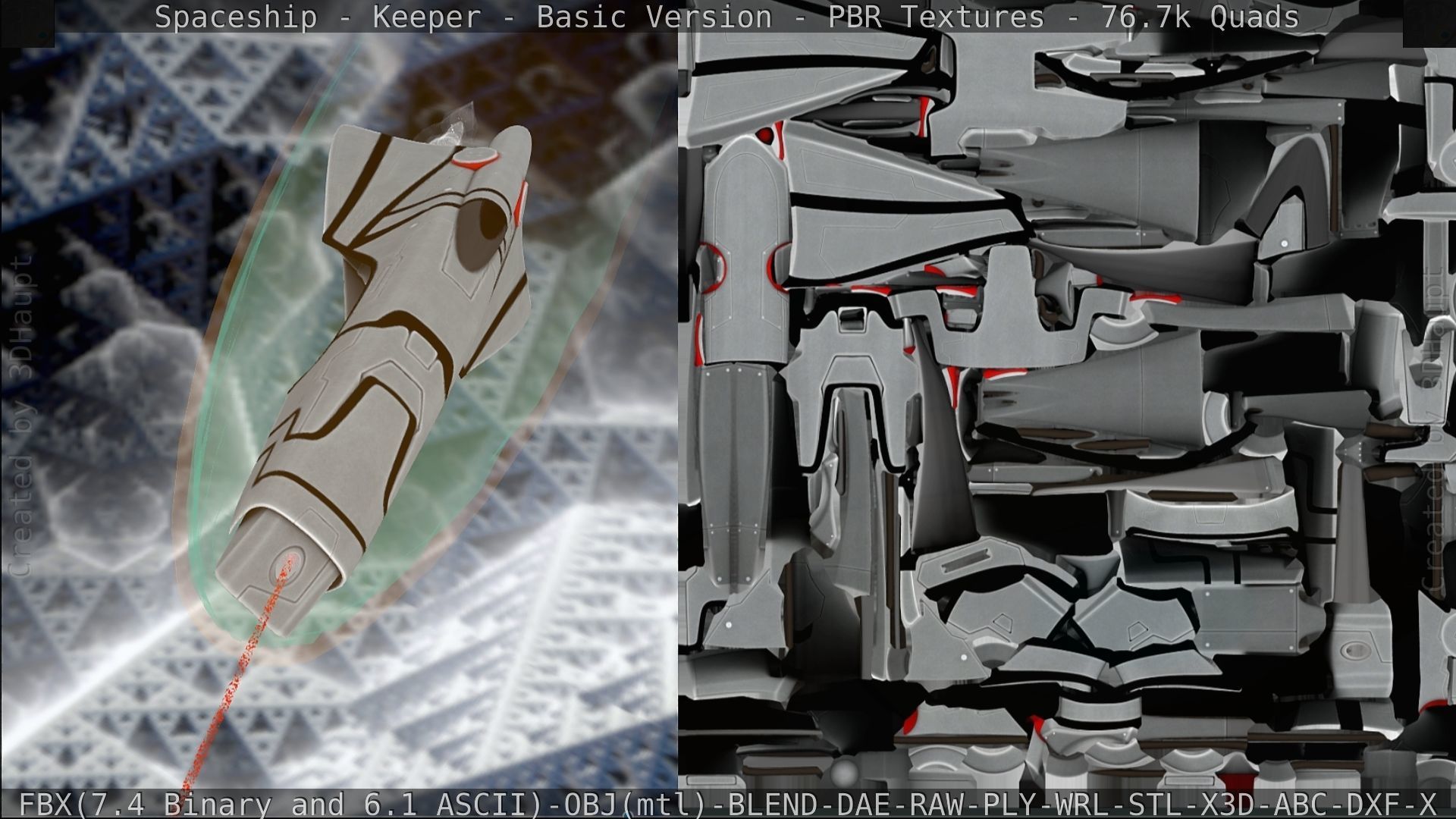 Spaceship  - Keeper - Basic Version Low-poly 3D model_199