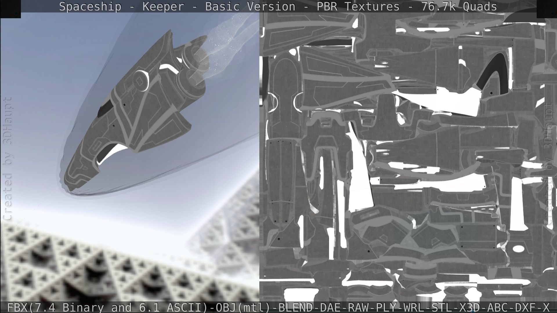 Spaceship  - Keeper - Basic Version Low-poly 3D model_240