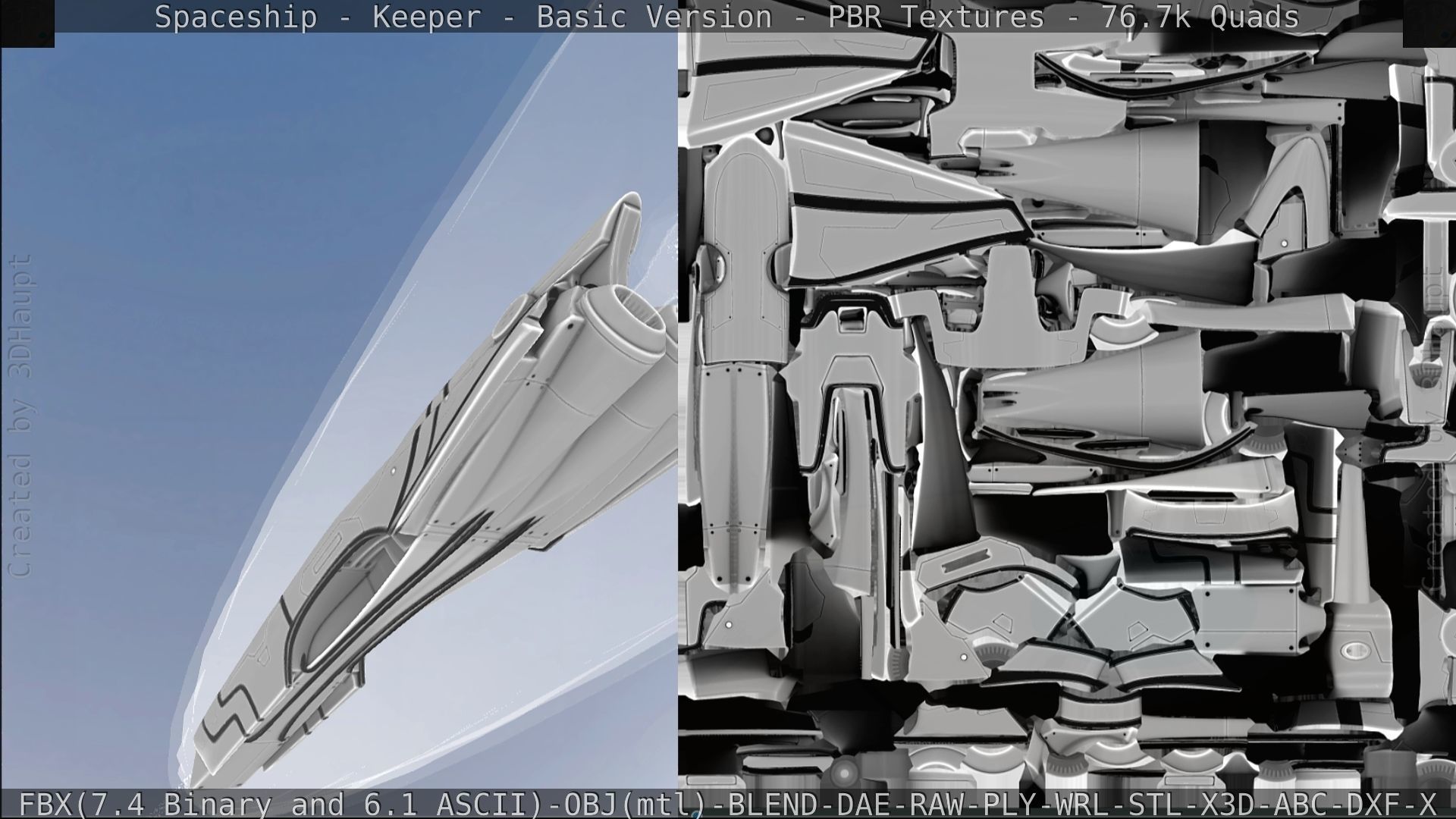 Spaceship  - Keeper - Basic Version Low-poly 3D model_290