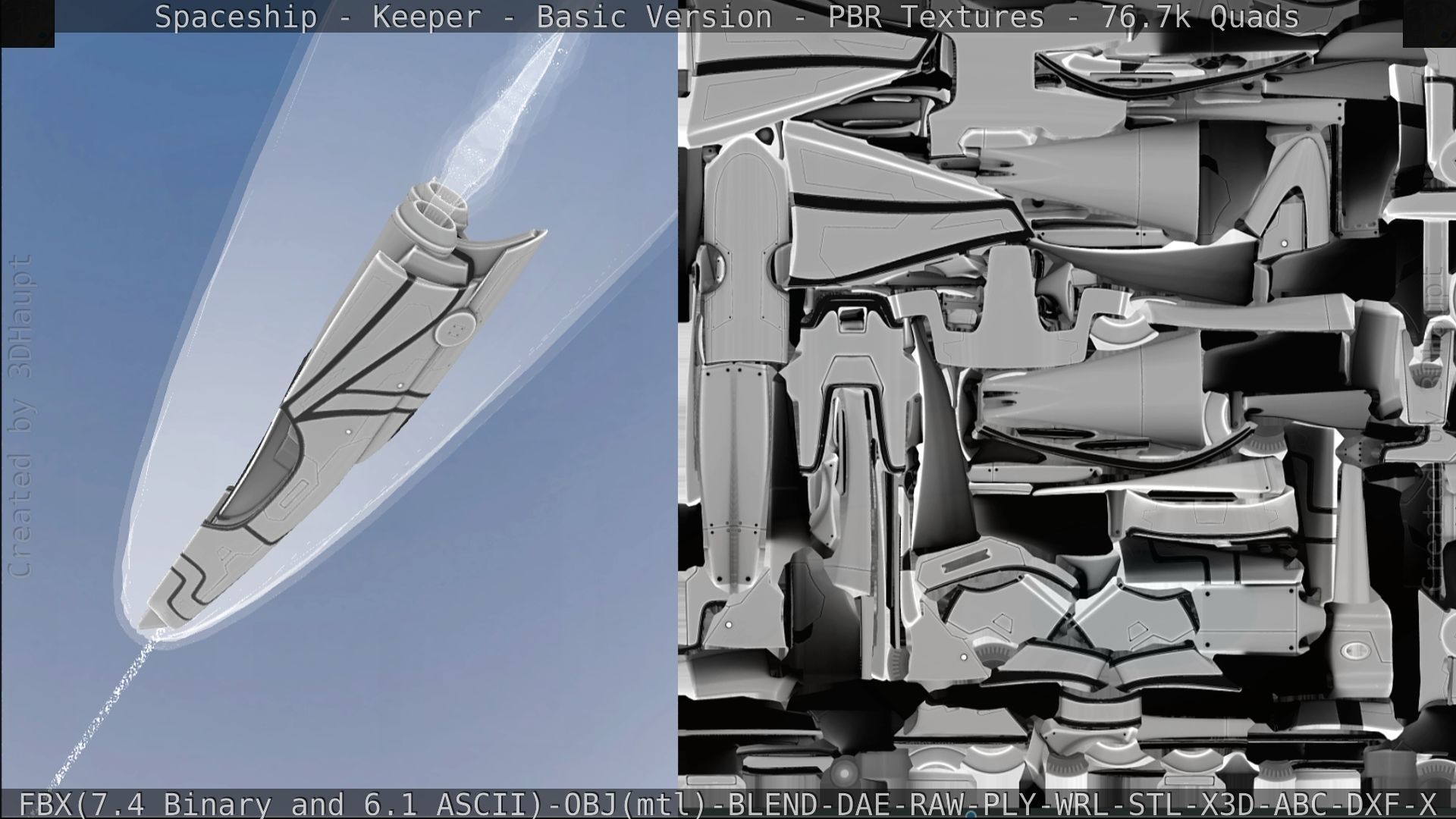 Spaceship  - Keeper - Basic Version Low-poly 3D model_293