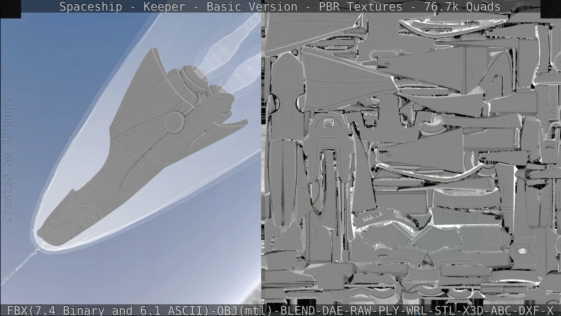 Spaceship  - Keeper - Basic Version Low-poly 3D model_297