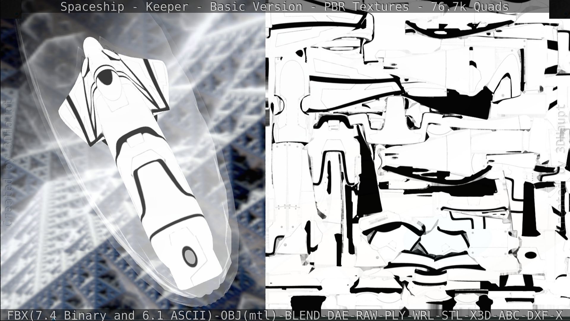 Spaceship  - Keeper - Basic Version Low-poly 3D model_218