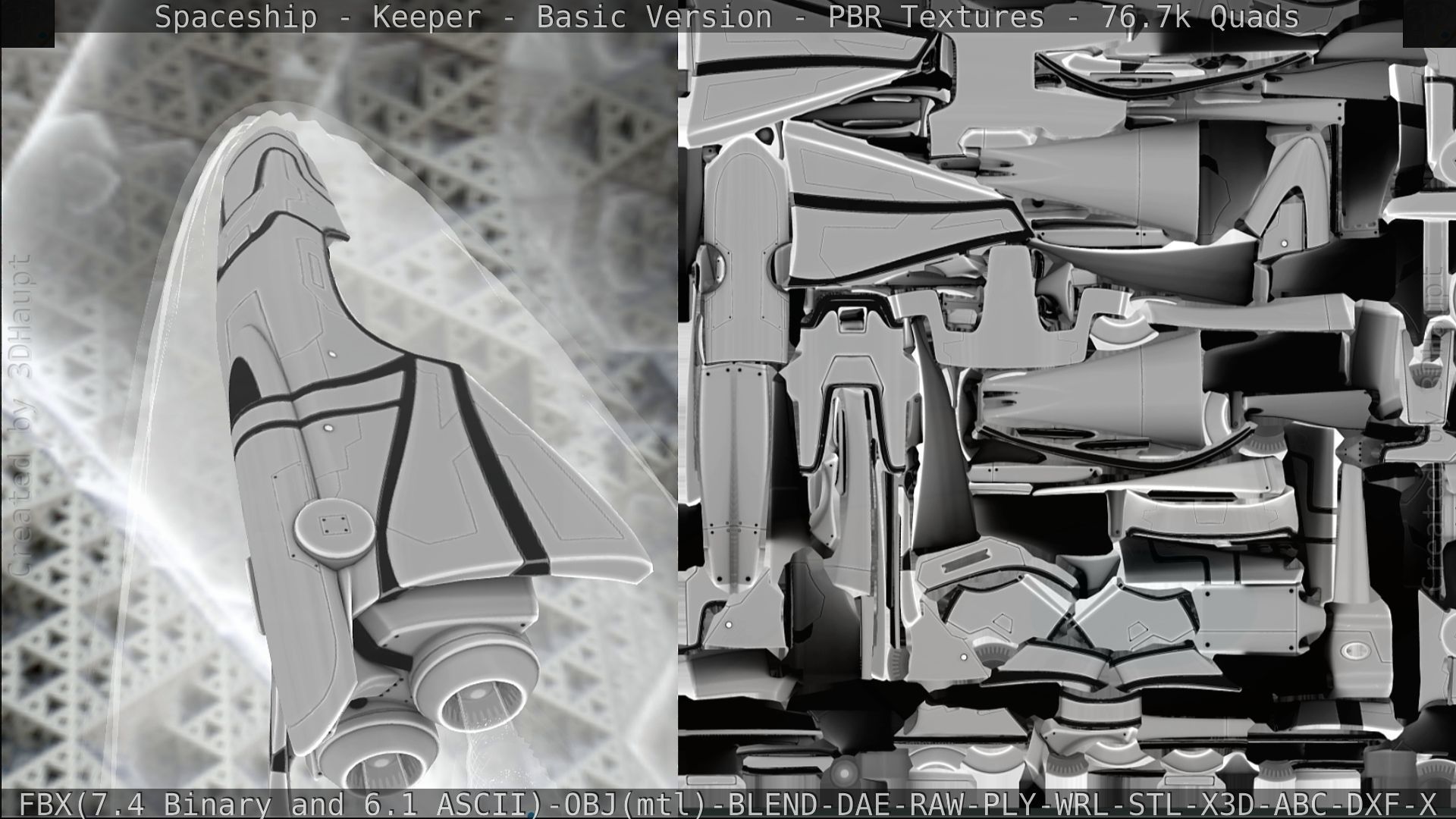 Spaceship  - Keeper - Basic Version Low-poly 3D model_287