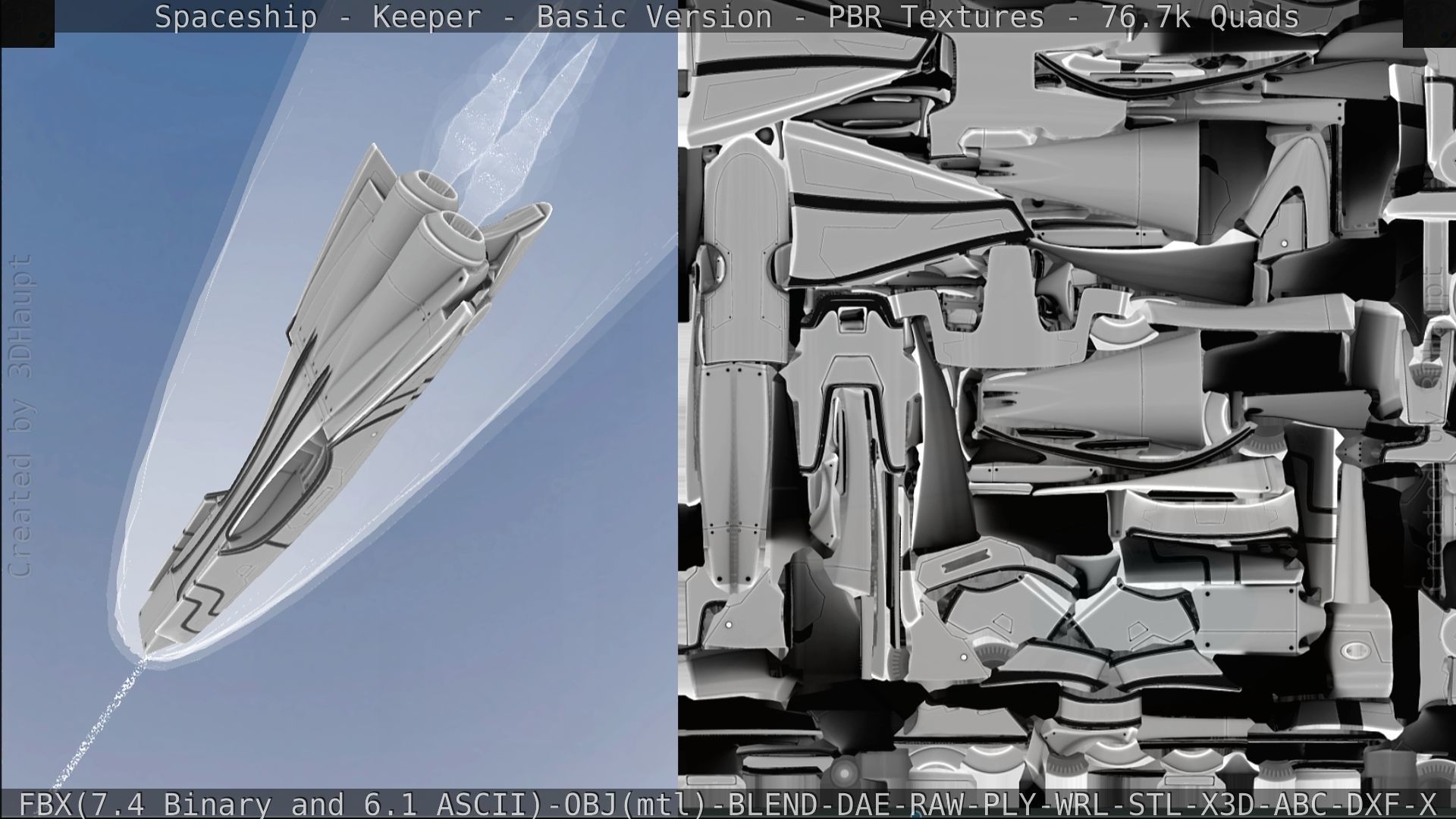 Spaceship  - Keeper - Basic Version Low-poly 3D model_294