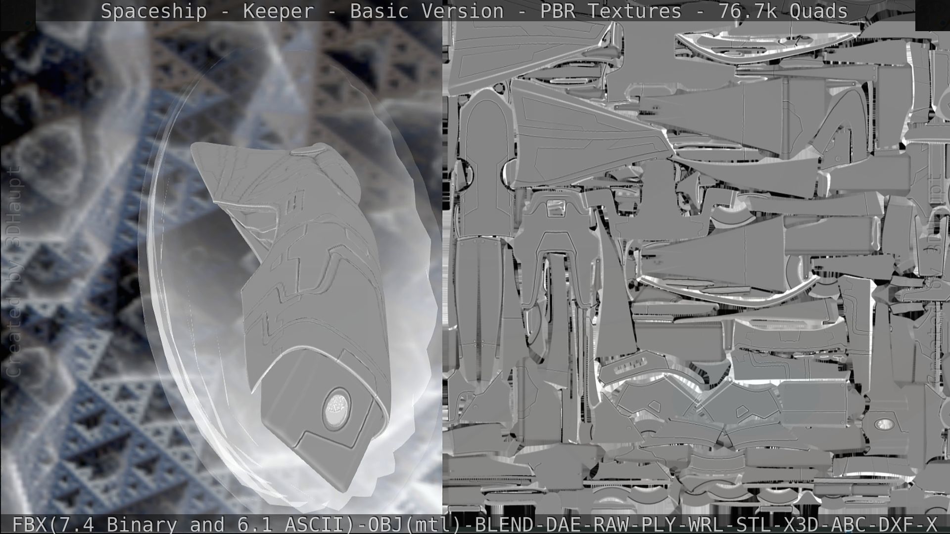 Spaceship  - Keeper - Basic Version Low-poly 3D model_300