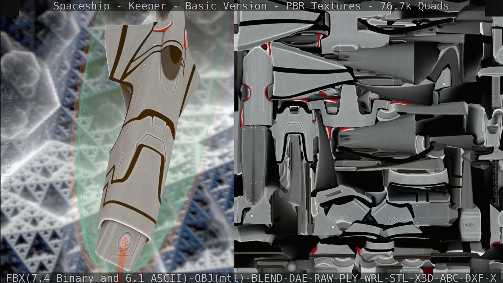 Spaceship  - Keeper - Basic Version Low-poly 3D model_200