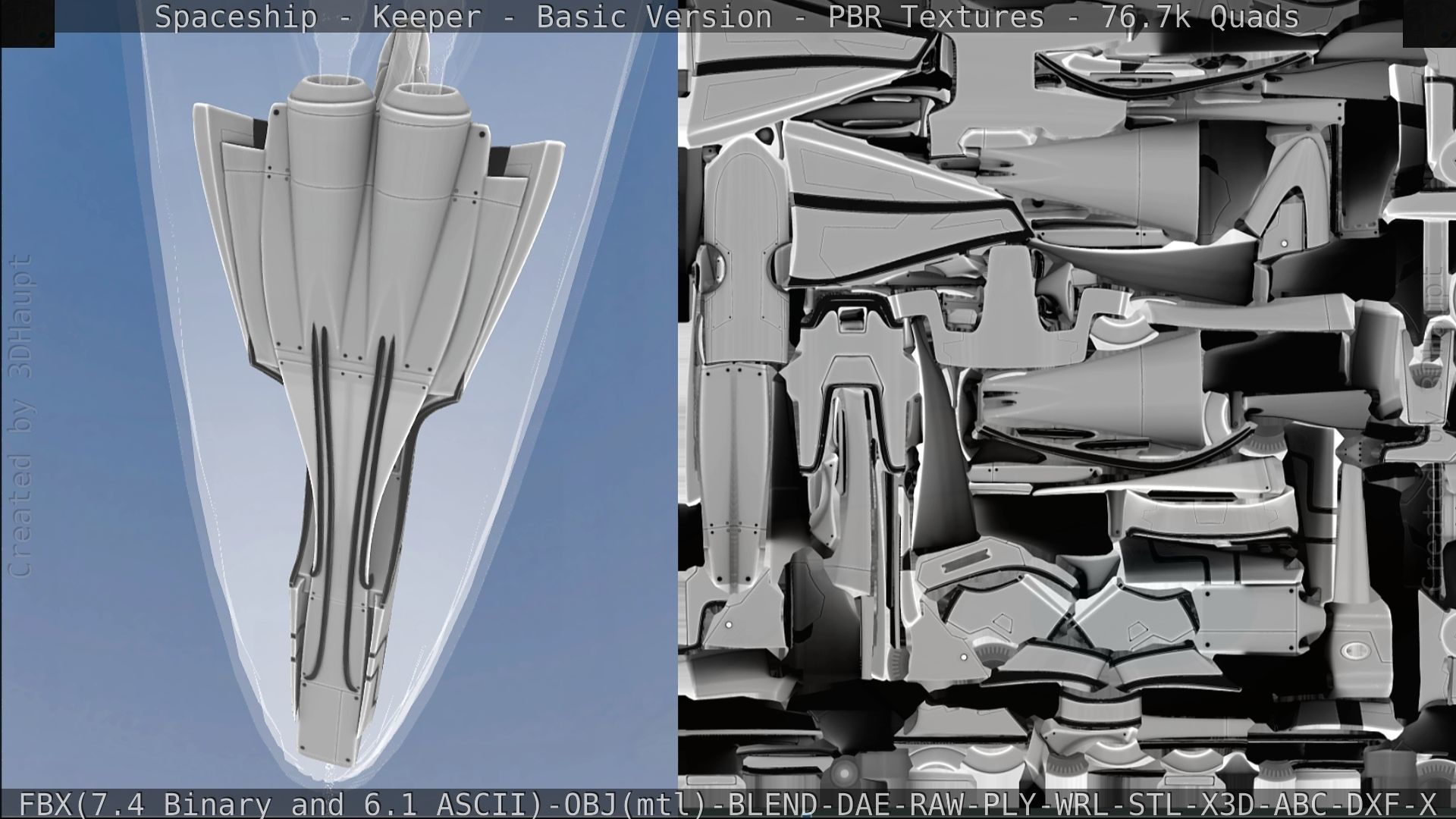 Spaceship  - Keeper - Basic Version Low-poly 3D model_296