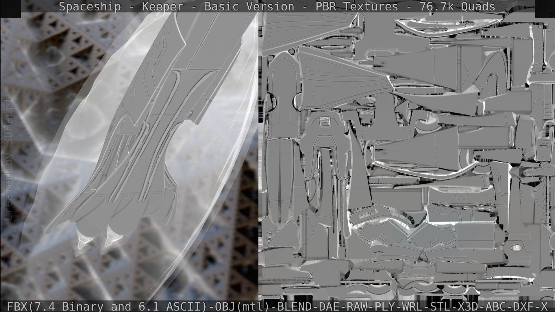 Spaceship  - Keeper - Basic Version Low-poly 3D model_306