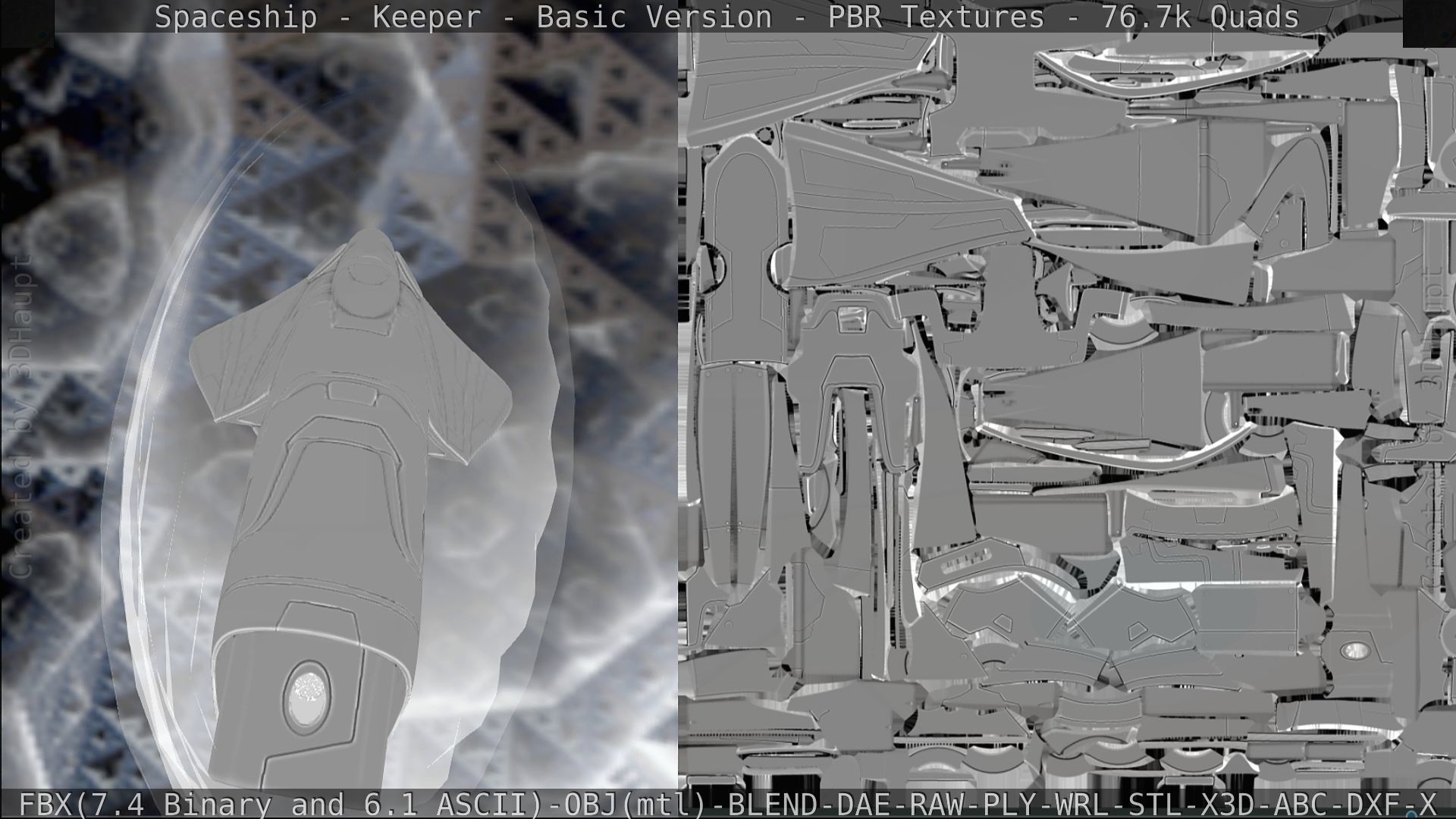 Spaceship  - Keeper - Basic Version Low-poly 3D model_302