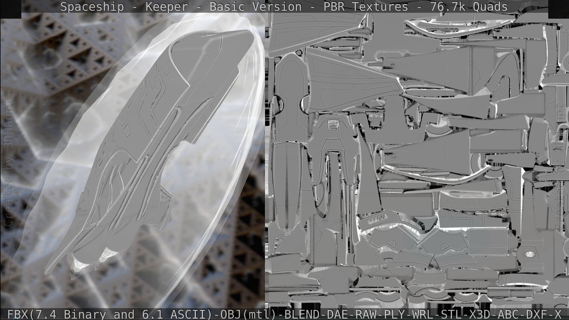 Spaceship  - Keeper - Basic Version Low-poly 3D model_309