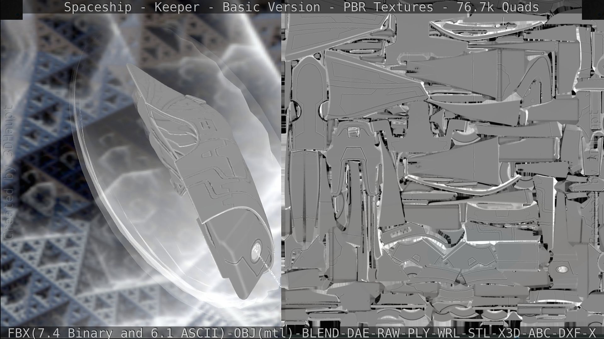 Spaceship  - Keeper - Basic Version Low-poly 3D model_301