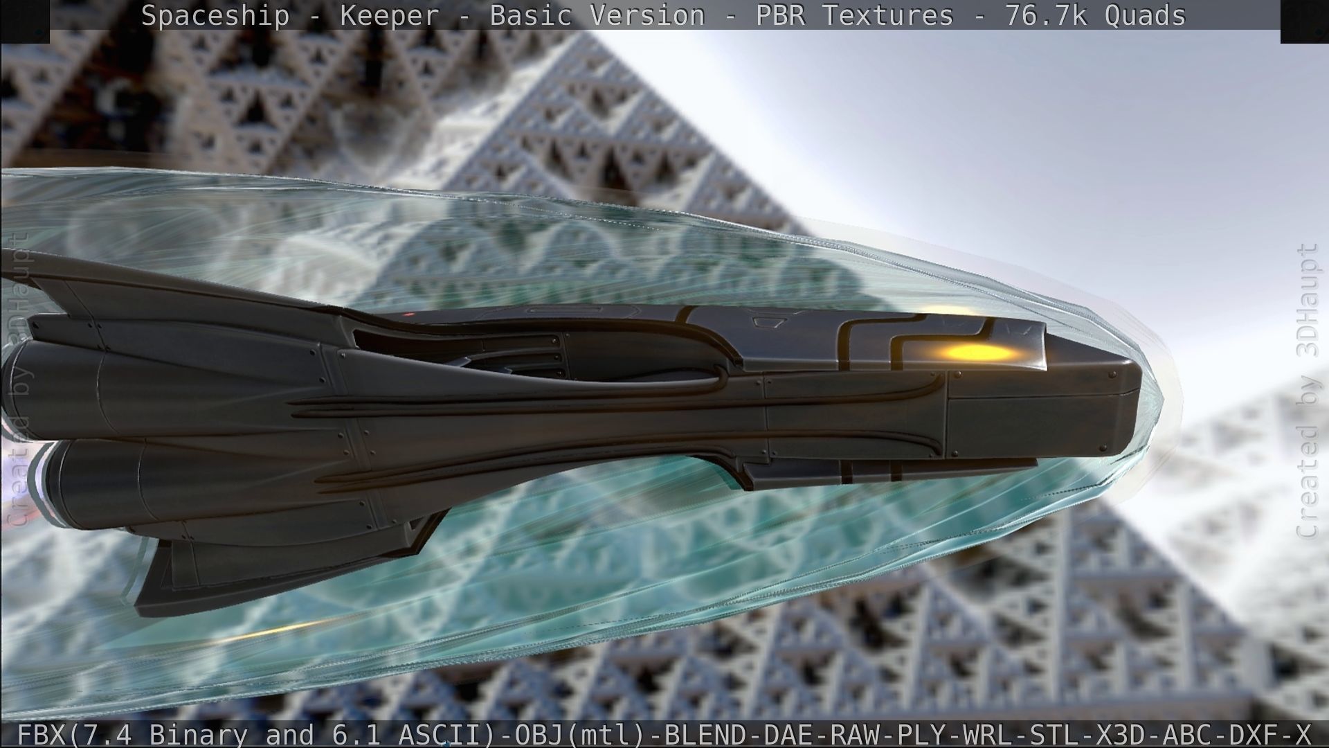 Spaceship  - Keeper - Basic Version Low-poly 3D model_323