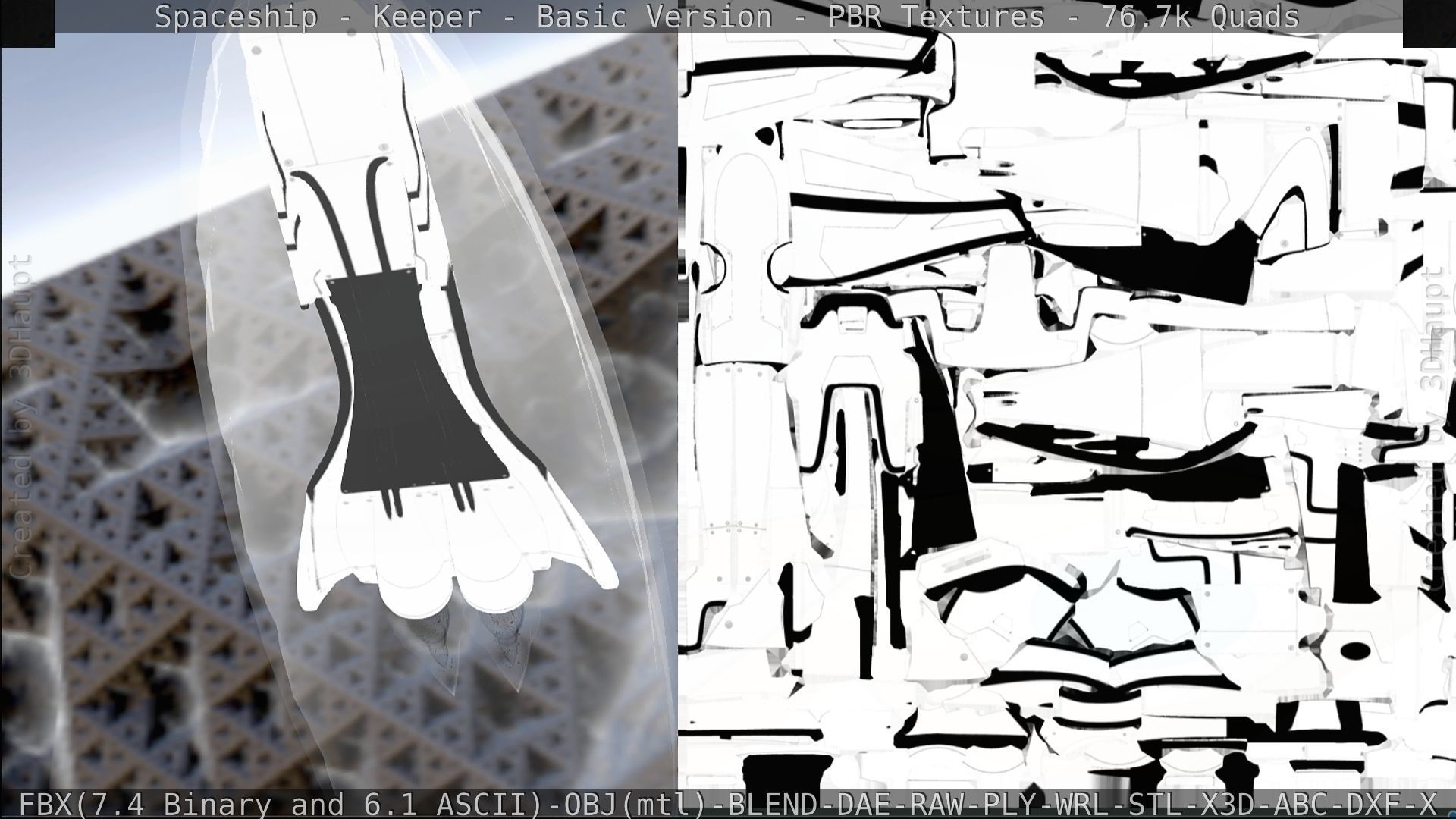 Spaceship  - Keeper - Basic Version Low-poly 3D model_214