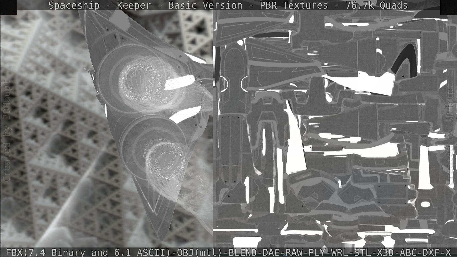 Spaceship  - Keeper - Basic Version Low-poly 3D model_233