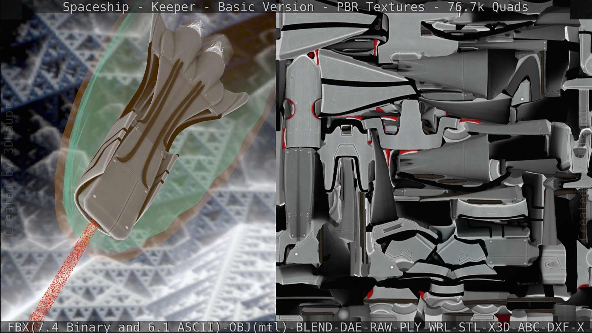 Spaceship  - Keeper - Basic Version Low-poly 3D model_206