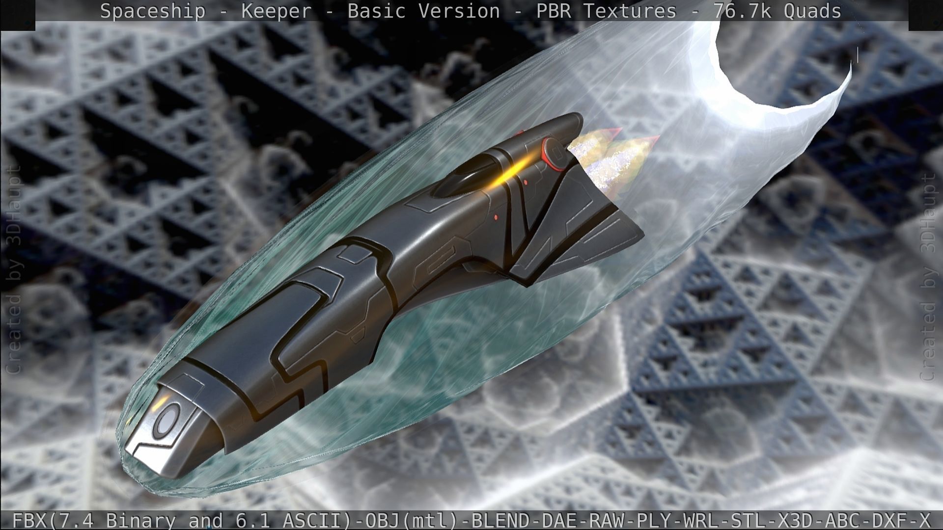 Spaceship  - Keeper - Basic Version Low-poly 3D model_320